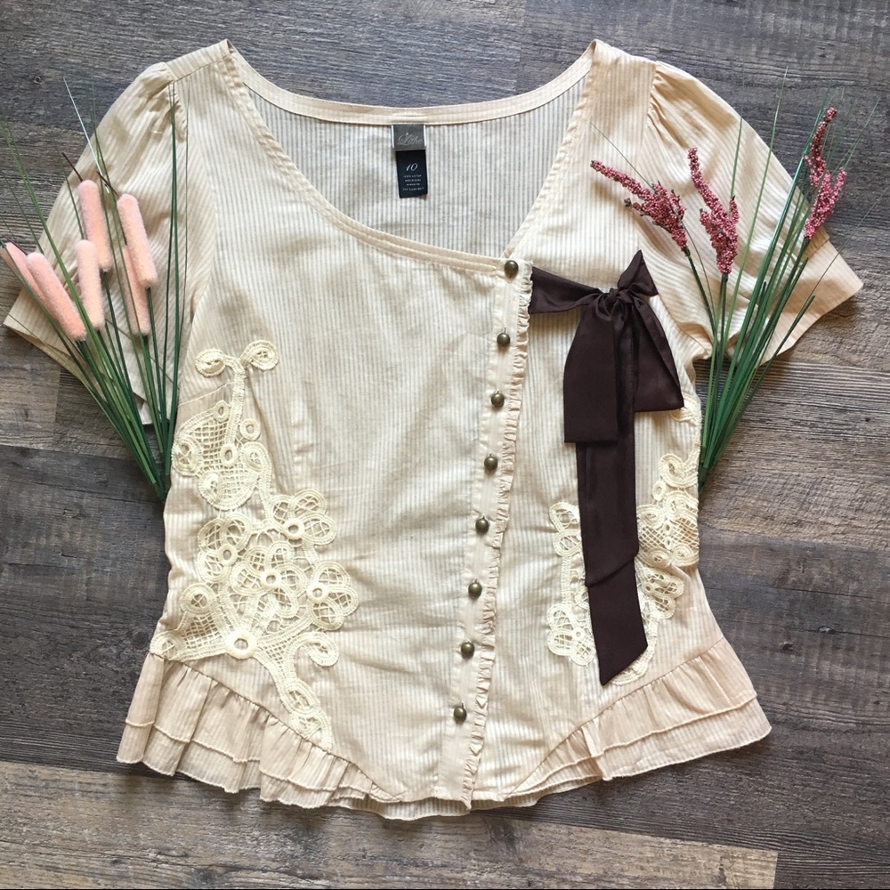 Anthropologie Rare Lithe Ivory Broughton Blouse